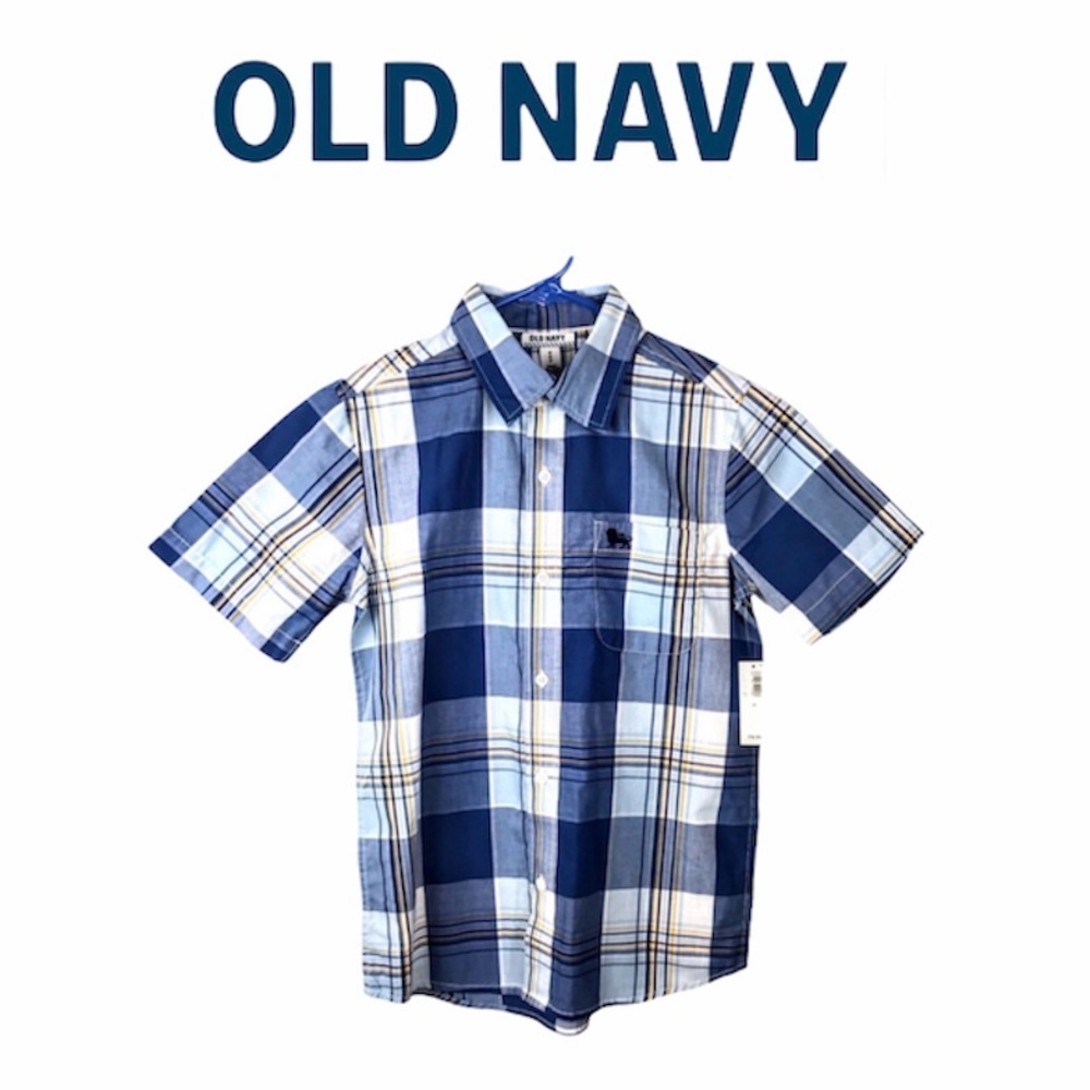NWT Old Navy Blue Plaid Button Up
